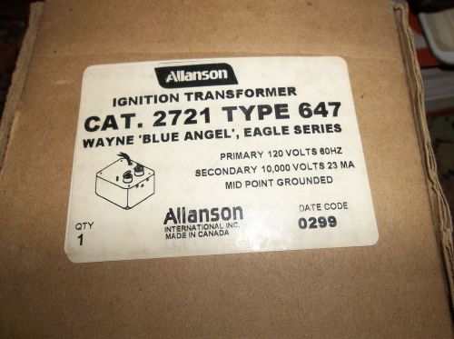 ALLASON IGNITION #2721 TYPE 647 TRANSFORMER 120 PRIMARY NOS IN BOX