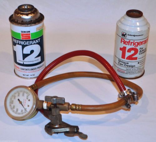 TWO (2) Cans R-12 (1) 14 oz Sercon (1) 12 oz I.D. w/ Hose Tapper &amp; Gauge 8410056