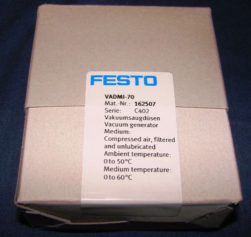 FESTO VADMI-70 VACUUM GENERATOR W / EJECTOR PULSE / NEW IN FACTORY BOX