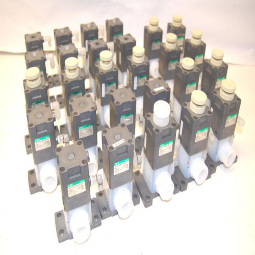 Assorted Lot of 27 CKD AMD412-20BUP-33B,63B,16-6-3,16-1-3,13B PFA Fluid Valves