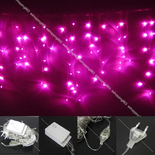 10ft 100 led pink curtain icicle lights string fairy light 4 xmas decoration for sale