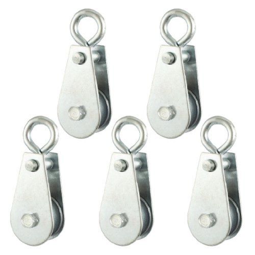 5 pcs 0.03t 66.1lbs 30kg silver tone metal swivel lifting crane pulley block for sale