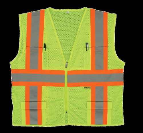 2W M7048-C2 CLASS 2  MESH SAFETY VEST - LIME-5X