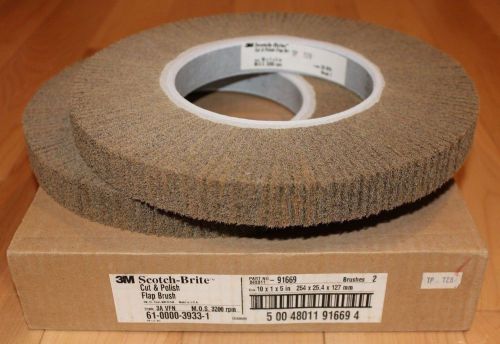 10 x 1 x 5&#034; 3M Scotch-Brite FLAP BRUSH (2) Metal Finishing Wheels 3A VFINE 91669