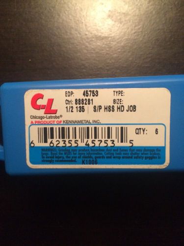 Chicago-Latrobe 1/2&#034; 135deg S/P Jobber Drill Bit Qty 6