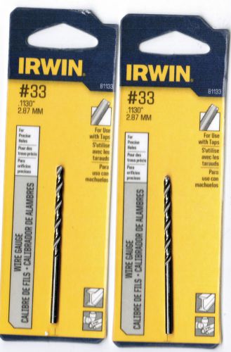 2pk:  #33 Drill bit / .1130&#034; / 2.87mm /  Irwin Tools