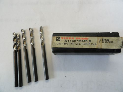 Titex Plus 3.6MM (.142&#034;) Screw Machine Length Drill Bits