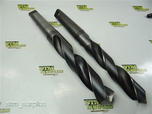 NICE PAIR OF HSS MORSE TAPER SHANK TWIST DRILLS 1-23/32&#034; &amp; 1-29/32&#034; WITH 5MT