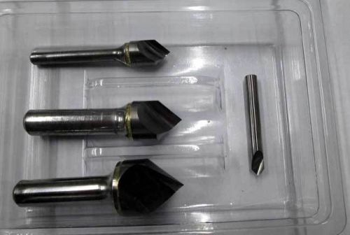 4 pcs. made in usa 1/4, 1/2, 3/4, 1&#034; x 90 deg. 1 flt carbide countersink set for sale