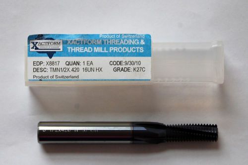 XACTFORM SOLID CARBIDE THREAD MILL TMN1/2x .420 16 UN HX GRADE K27C NEW