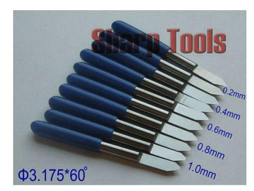 Tip-0.2, 0.4, 0.6, 0.8, 1.0mm 60 angle, 10pcs v carving cnc carbide cutter for sale