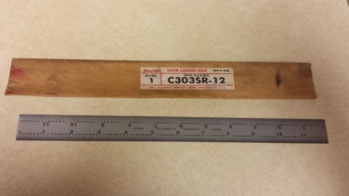 STARRETT 12&#034; SATIN CHROME RULE C303SR SEMI-FLEXIBLE  MACHINIST TOOL