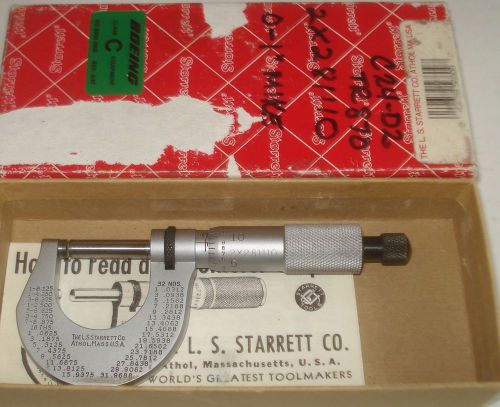 STARRETT NO. T230XRL-1 CARBIDE TIPPED 230 SERIES 1 INCH SATIN CHROME MICROMETER