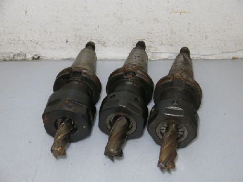 3 PARLEC TG-100 COLLET CHUCKS LOT, CAT-40 SHANK, C40-10SC3