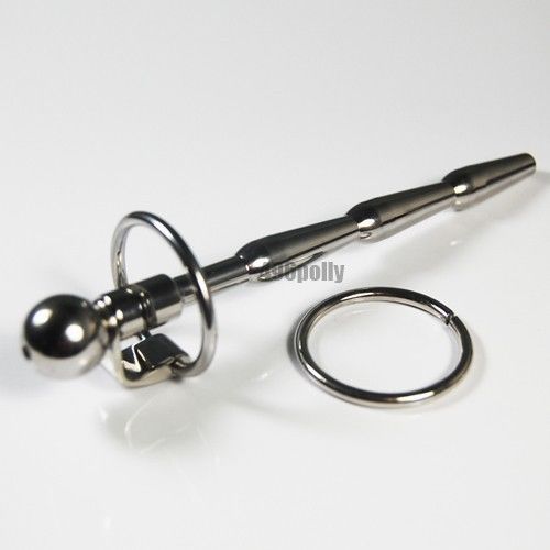 Male Stainless Steel Urethral Sounding Dilatator Penis Plug Through-hole NEW