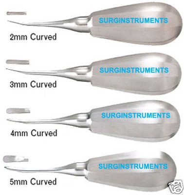 4 Curved Luxating Elevators Set Dental Oral Instruments