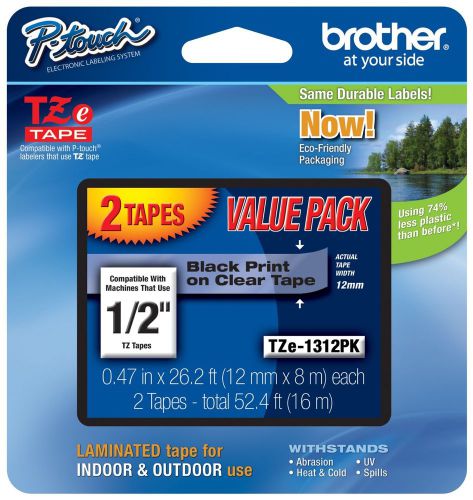 2-pack genuine brother tze1312pk  p-touch label tape tze131 tz-131 tze131-2pk for sale