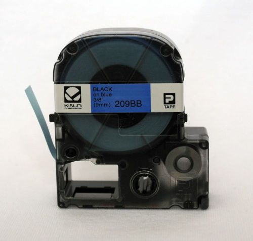 K-sun 209bb black on blue labelshop tape 3/8&#034; ksun for sale