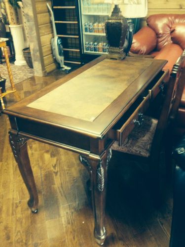 Leather top world map cherry wood desk &amp; chair