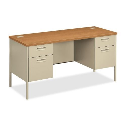 Metro Series Kneespace Credenza, 60w x 24d x 29-1/2h, Harvest/Putty