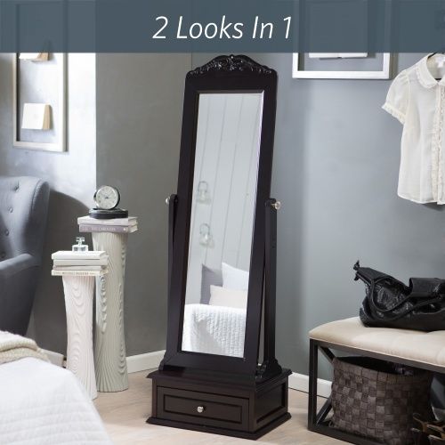 Belham Living Removable Decorative Top Cheval Mirror - Espresso..HN