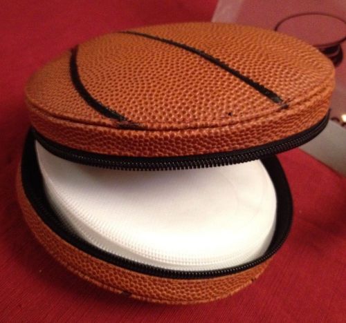 BASKET BALL Zippered Carrying Storage Bag 24 CD / DVD disk Brown Case Holder New