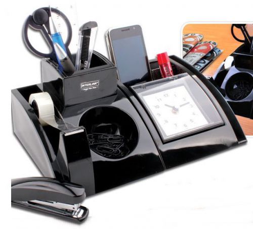 Multi-Purpose Clock Desk Organizer, Incl. Accessories, Effective Use of Space!