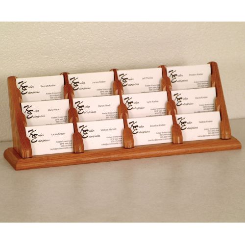 Business Card Display - 12 Pocket - Medium Oak