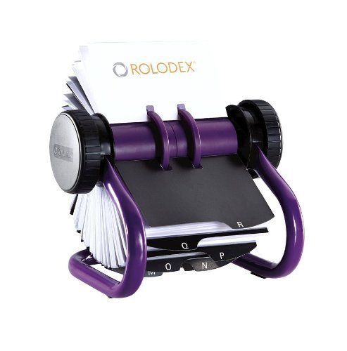 Rolodex Open Rotary Business Card File with 200 2-5/8&#034; x 4&#034;Cards, Purple 1819543