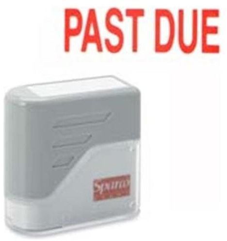 Past due title stamp 1 3/4 x 5/8 inches red ink protective end piece for sale