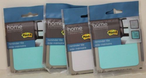 New! Lot of 4 Post It Home Collection Reminder Tile Aqua &amp; Platinum