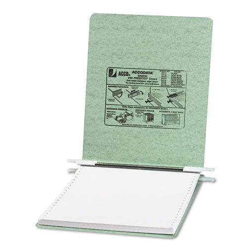 Pressboard Hanging Data Binder, 9-1/2 x 11 Unburst Sheets, Light Green