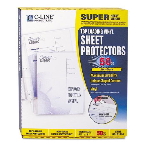 Super Heavyweight Vinyl Sheet Protector, Nonglare, 11 x 8 1/2, 50/BX