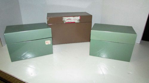 Lot 3 Vintage Metal Card File Recipe 6 &amp; 8&#034; Lit-Ning