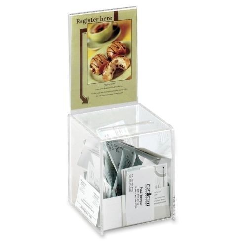 Safco 4235cl acrylic collection box 5-1/2inx5-1/2inx13in clear for sale