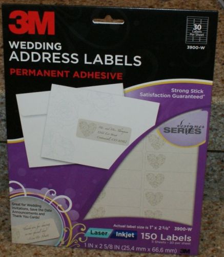 150 NEW SEALED WEDDING ADDRESS LABELS 1&#034; X 2 5/8&#034;  3M LASER/INK JET  3900-W