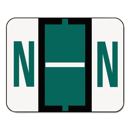 A-Z Color-Coded Bar-Style End Tab Labels, Letter N, Dark Green, 500/Roll