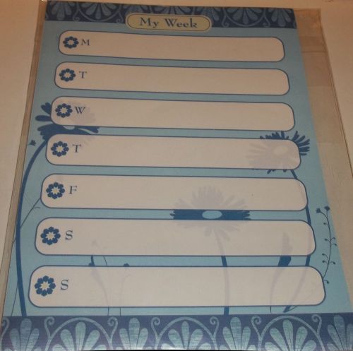 My Week Magnetic Note List Pad 8&#034; x 6&#034; Blue Flower Design