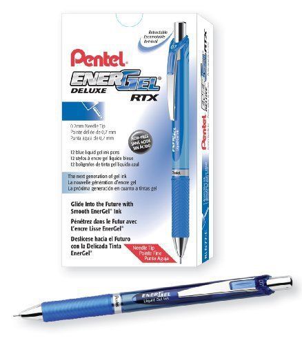 Pentel EnerGel RTX Retractable Liquid Gel Pen, Medium Tip, Blue 12 pack  BLN77-C