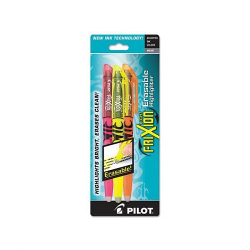 Pilot Light FriXion Erasable Highlighter, Chisel Tip, Assorted Inks, Pack of 3