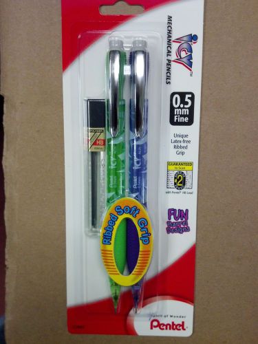 Mechanical pencils, ribbed soft grip, 0.5mm, #2, metal pocket clip, spare lead for sale