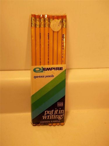 Empire Non-Toxic#2 Lead Yellow Choice Pencils 7 1/2&#034;1974 PMA USA NEW Vtg Pkg 8