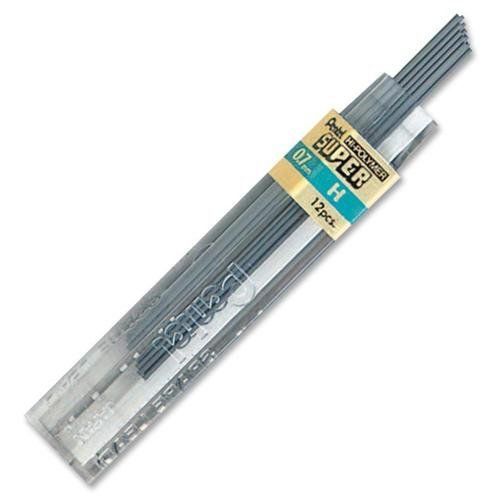 Pentel super hi-polymer lead - 0.70 mm - medium point - h - black - 12 / (50h) for sale