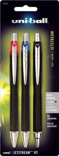 Uni-Ball Jetstream RT Rollerball Pen BOLD 1.0mm Point Assorted Ink 3 Pack 73840