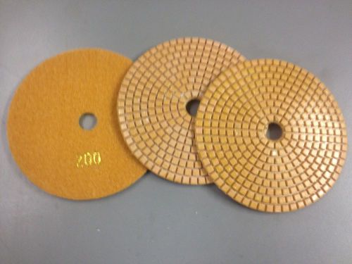 3 pack of 5&#034; diamond polishing pads 200 grit, granite concrete wet grinder floor for sale