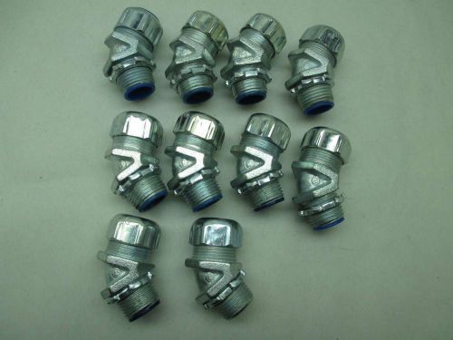 LOT 10 NEW THOMAS&amp;BETTS 1/2IN NPT LIQUID TIGHT 90 DEG ADAPTER FITTING D382295