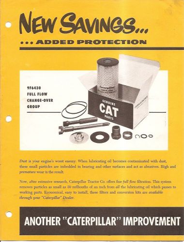 Equipment brochure - caterpillar - lube oil filter change-over - 1960&#039;s (e1478) for sale