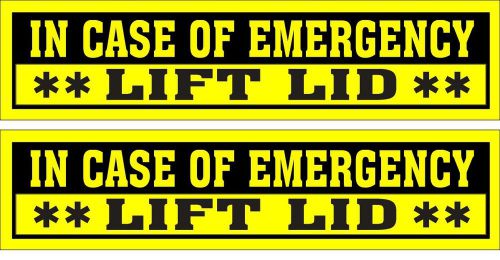 2 glossy stickers, in case of emergency **lift lid**, for indoor or outdoor use for sale