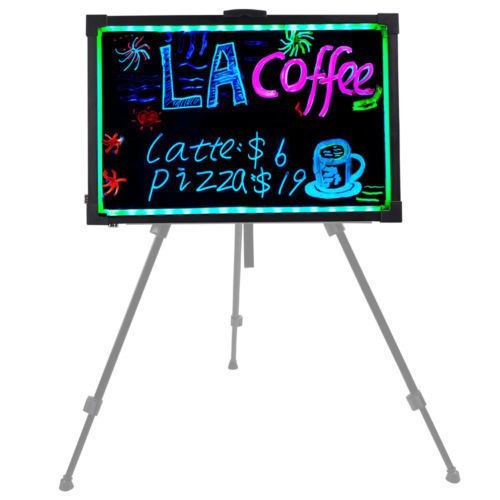 LED Menu Board 28&#034; x 20&#034; Message Sign Display Dry Erase Fluorescent Neon Writing