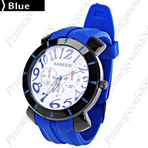 Round case rubber quartz wrist men&#039;s free shipping wristwatch blue for sale